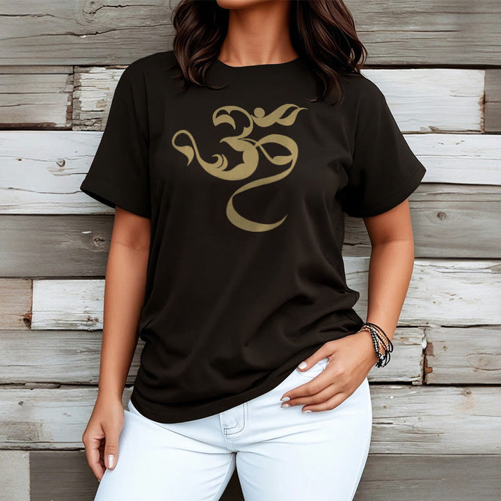 Koszulka z nadrukiem Buddha Stones Om Figura Projekt Bawełny T-shirt - image 1