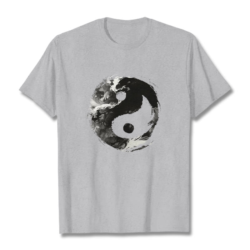 Koszulka z bawełny Buddha Stones Yin Yang - Jasnoszary - 2XL - image 10