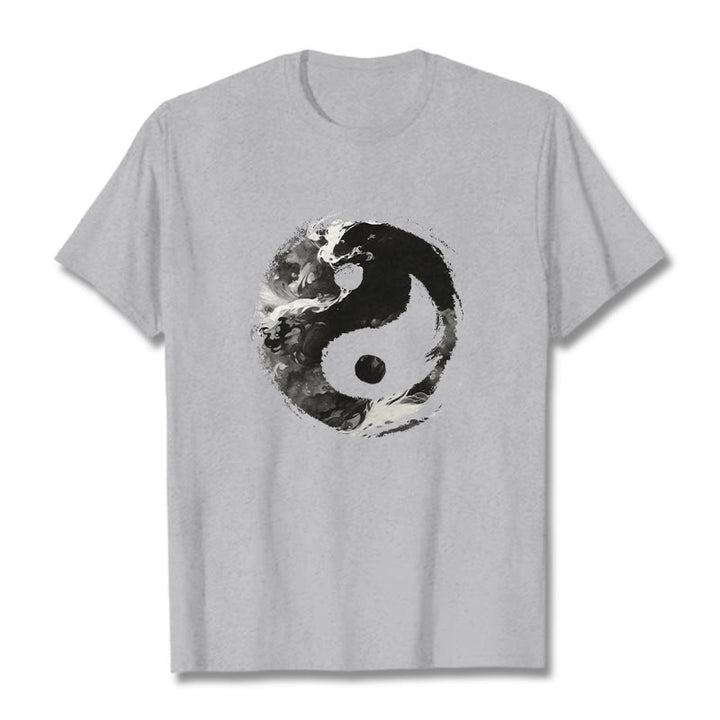 Koszulka z bawełny Buddha Stones Yin Yang - Jasnoszary - 2XL - image 10