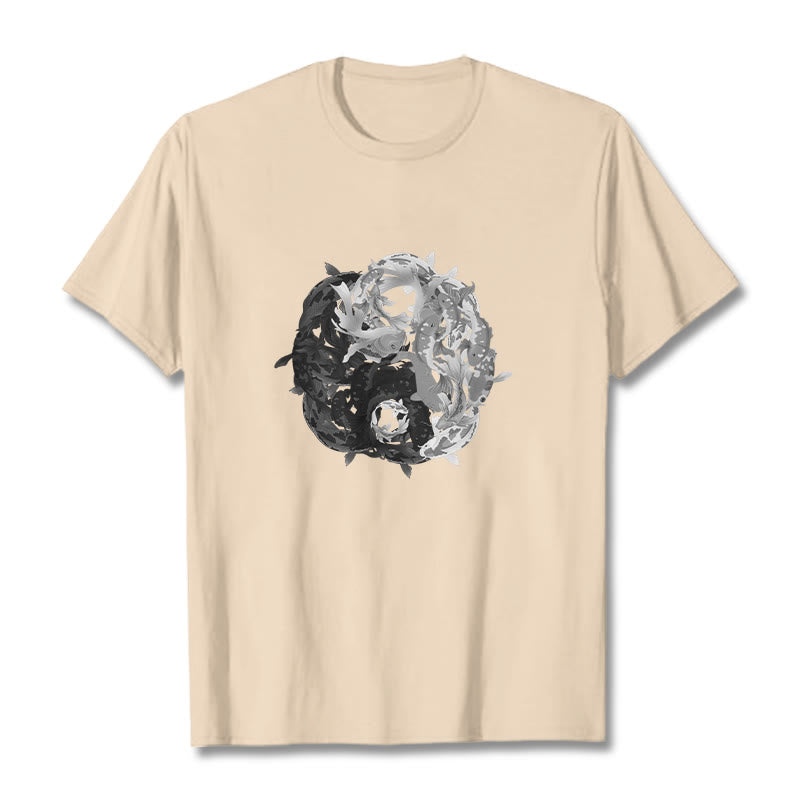 Koszulka z bawełny z motywem Buddha Stones Yin Yang Koi Fish - For - 2XL - image 13