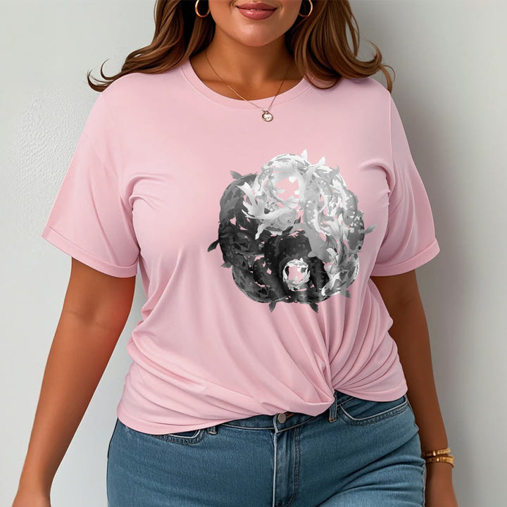 Koszulka z bawełny z motywem Buddha Stones Yin Yang Koi Fish - image 19