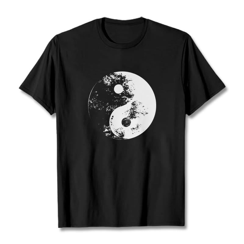 Koszulka z nadrukiem Buddha Stones Yin Yang Tai Chi Wzór Bawełna T-shirt - Czarny - 2XL - image 4