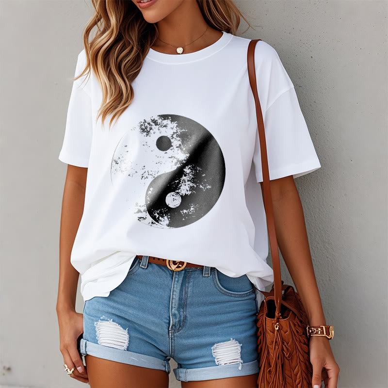 Koszulka z nadrukiem Buddha Stones Yin Yang Tai Chi Wzór Bawełna T-shirt - image 2