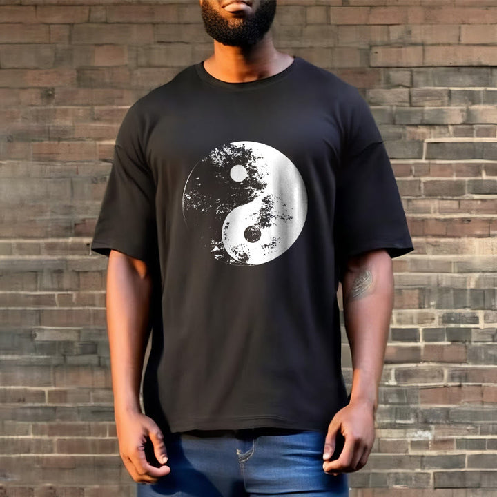 Koszulka z nadrukiem Buddha Stones Yin Yang Tai Chi Wzór Bawełna T-shirt - image 7
