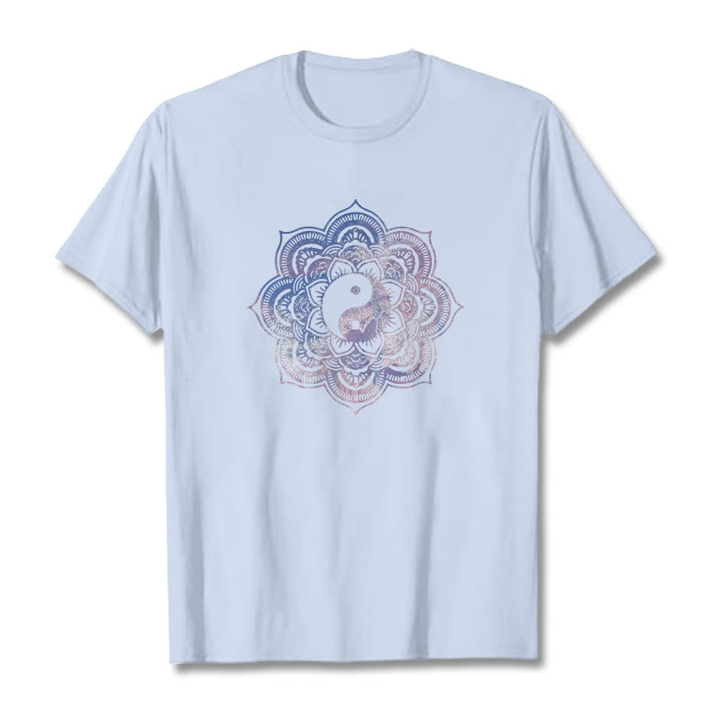 Koszulka z bawełny Buddha Stones Mandala Yin Yang - Jasnoniebieski - 2XL - image 0