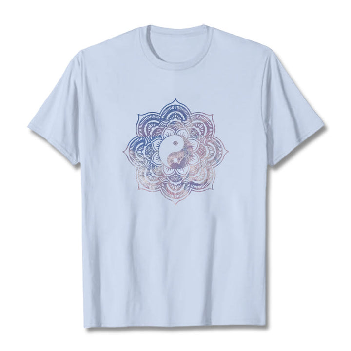 Koszulka z bawełny Buddha Stones Mandala Yin Yang - Jasnoniebieski - 2XL - image 0