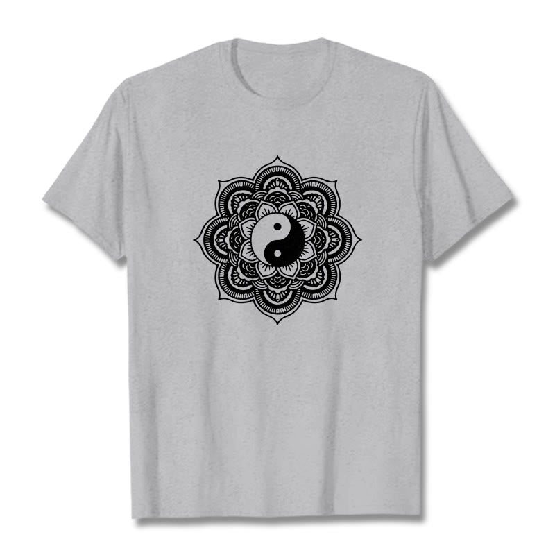Koszulka z bawełny Buddha Stones Mandala Yin Yang - Jasnoszary - 2XL - image 18