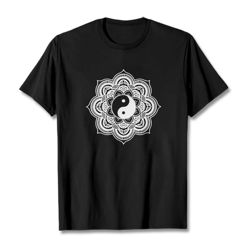 Koszulka z bawełny Buddha Stones Mandala Yin Yang - Czarny - 2XL - image 4