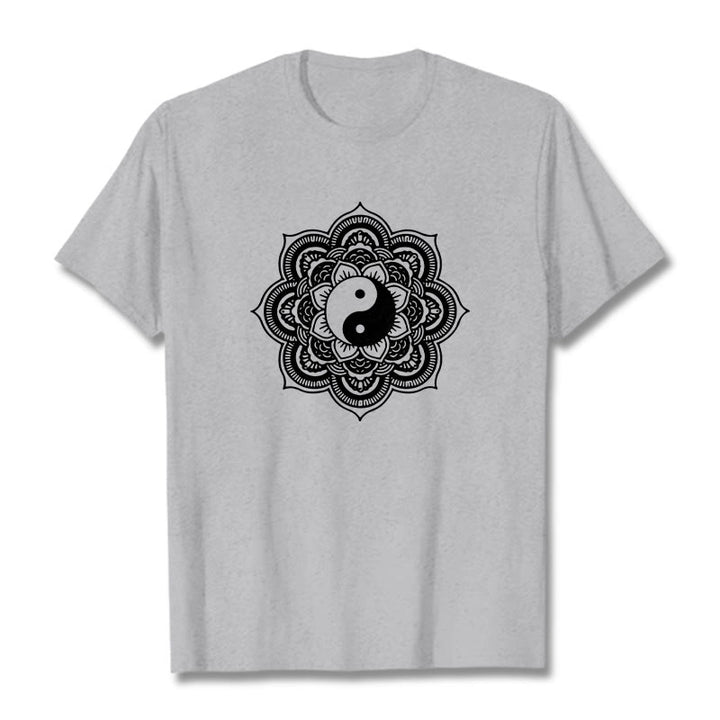 Koszulka z bawełny Buddha Stones Mandala Yin Yang - Jasnoszary - 2XL - image 17