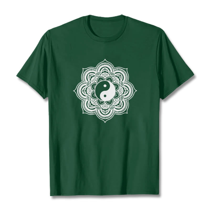 Koszulka z bawełny Buddha Stones Mandala Yin Yang - ForestGreen - 2XL - image 8