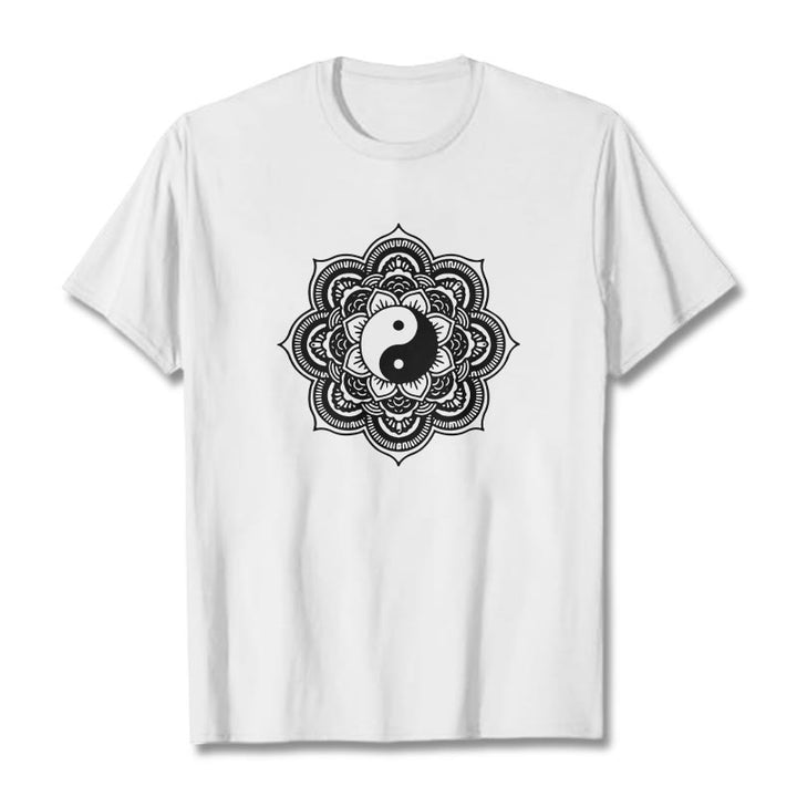 Koszulka z bawełny Buddha Stones Mandala Yin Yang - Biały - 2XL - image 13