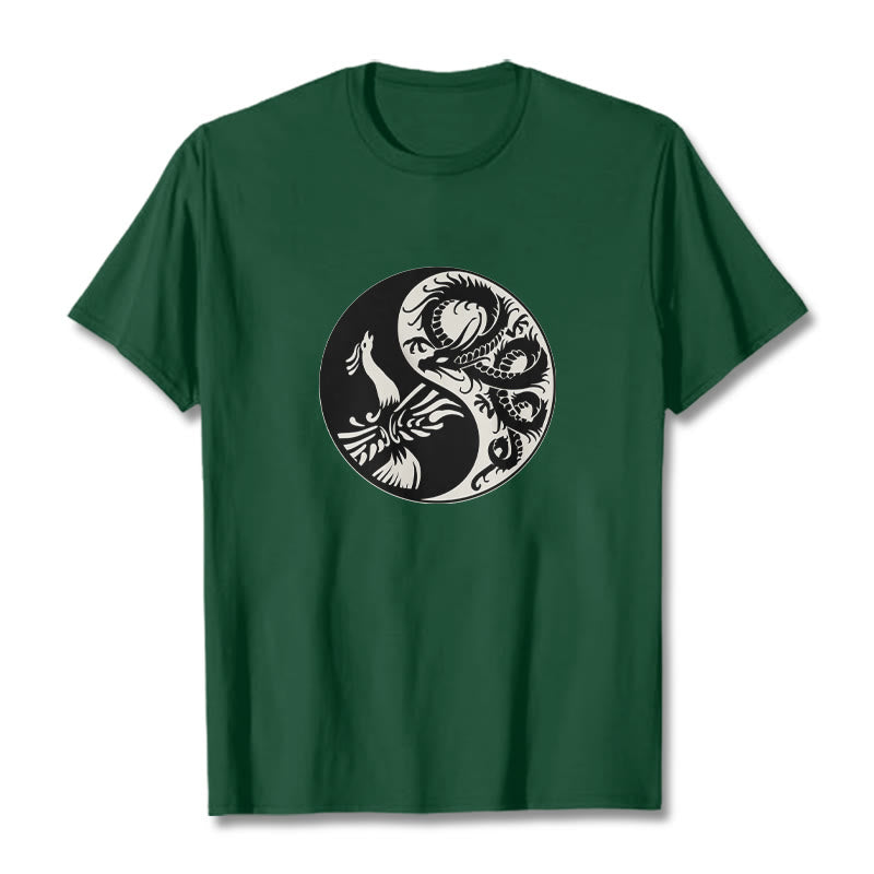 Koszulka z bawełny Buddha Stones Phoenix Yin Yang - ForestGreen - 2XL - image 9