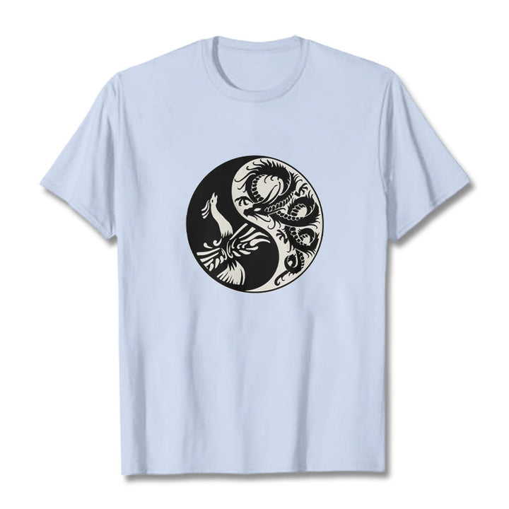 Koszulka z bawełny Buddha Stones Phoenix Yin Yang - Jasnoniebieski - 2XL - image 12