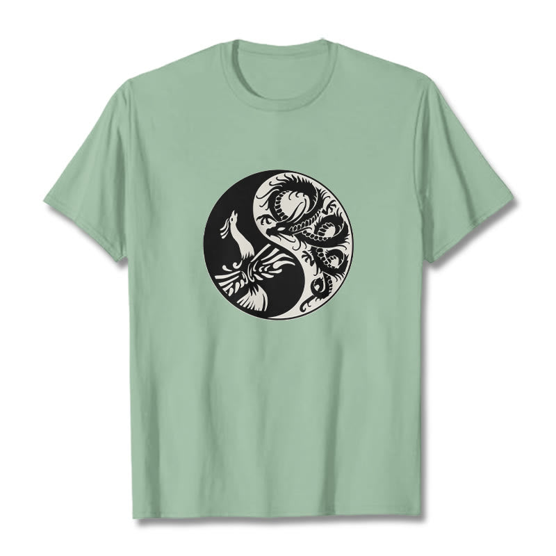 Koszulka z bawełny Buddha Stones Phoenix Yin Yang - PaleGreen - 2XL - image 15