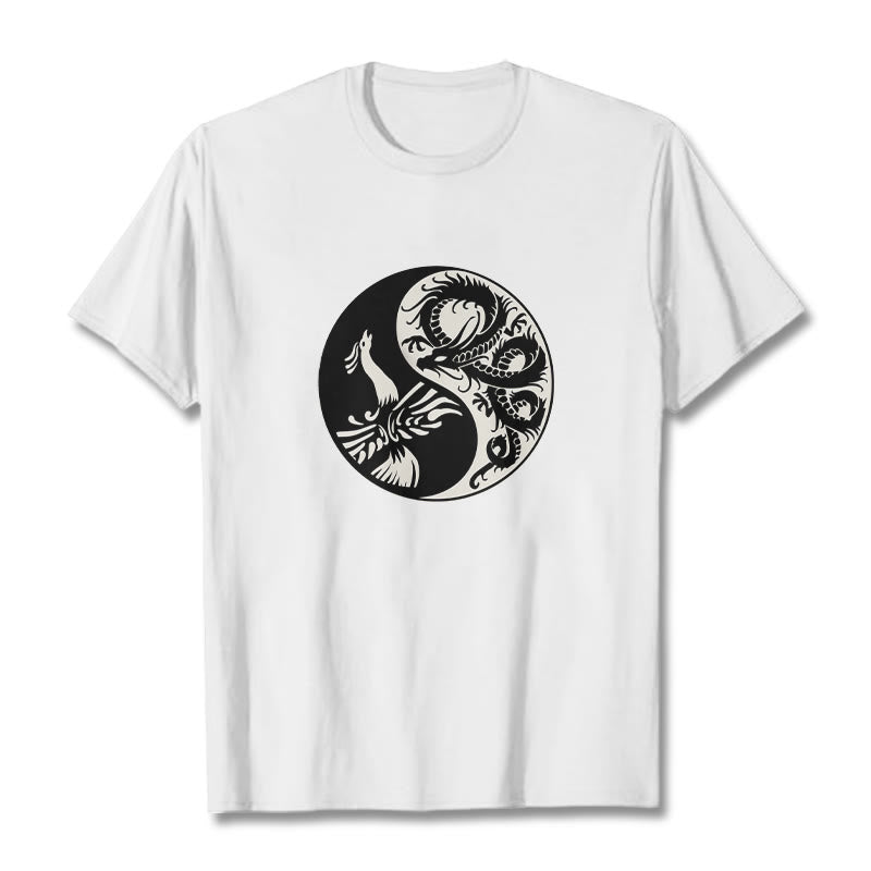 Koszulka z bawełny Buddha Stones Phoenix Yin Yang - Biały - 2XL - image 6