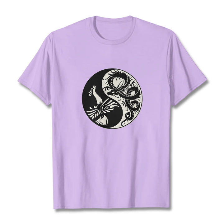 Koszulka z bawełny Buddha Stones Phoenix Yin Yang - Śliwka - 2XL - image 17