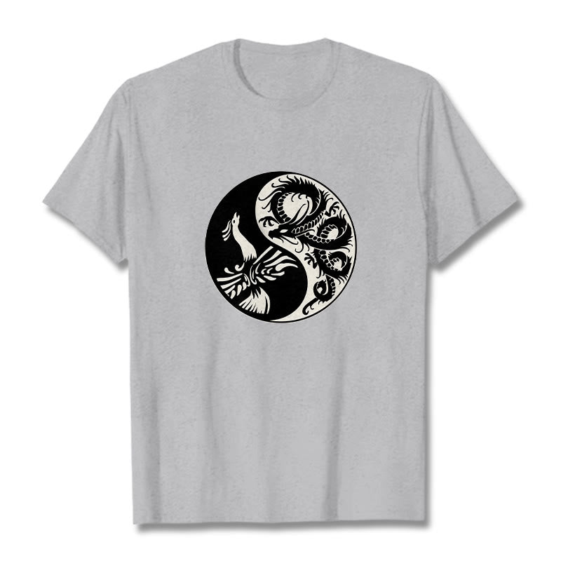 Koszulka z bawełny Buddha Stones Phoenix Yin Yang - Jasnoszary - 2XL - image 11