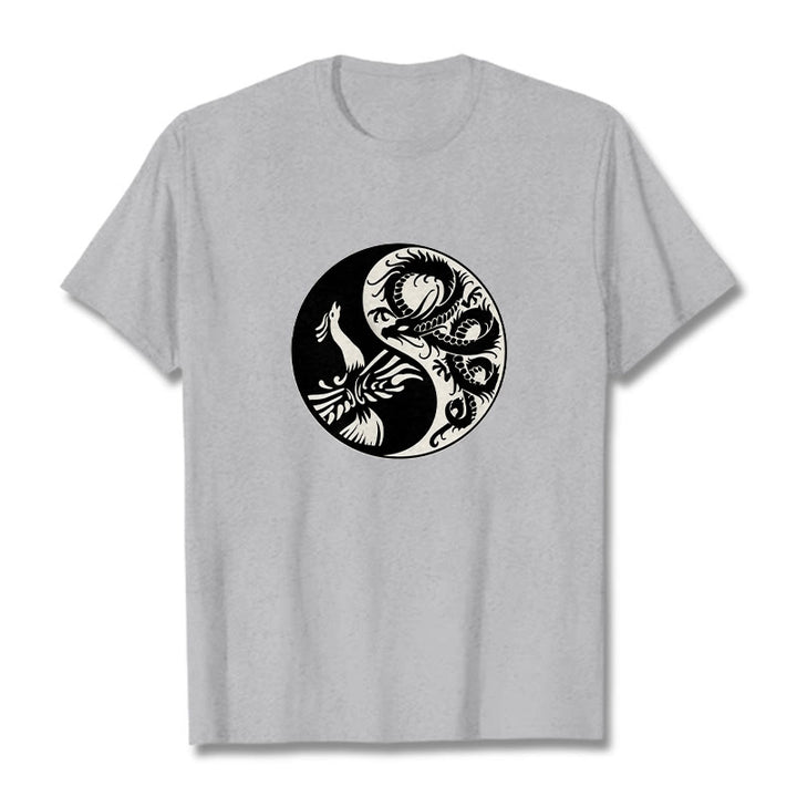 Koszulka z bawełny Buddha Stones Phoenix Yin Yang - Jasnoszary - 2XL - image 11