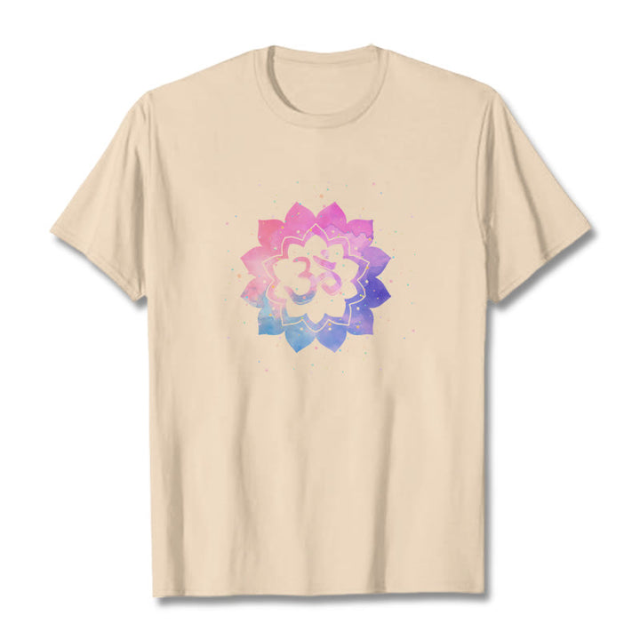 Buddha Stones Om Kolorowy Lotos Bawełniana Koszulka T-shirt - For - 2XL - image 14