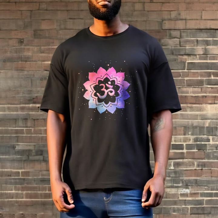 Buddha Stones Om Kolorowy Lotos Bawełniana Koszulka T-shirt - image 8