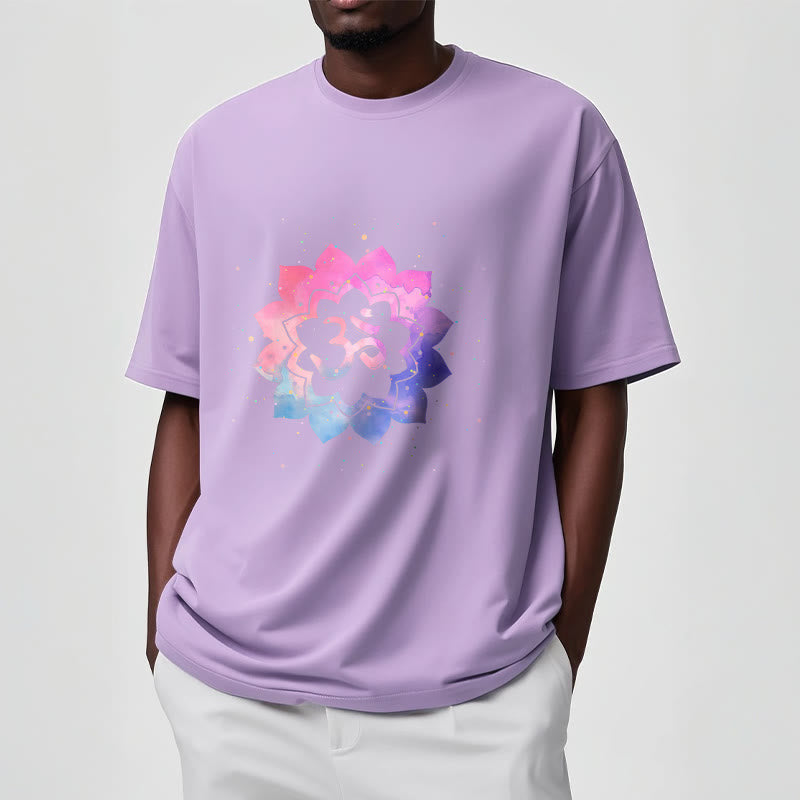Buddha Stones Om Kolorowy Lotos Bawełniana Koszulka T-shirt - image 10
