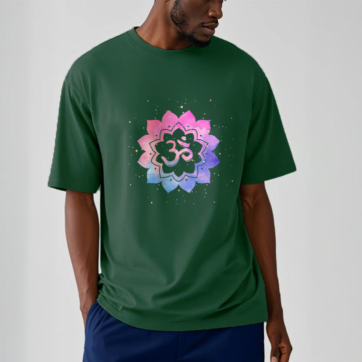 Buddha Stones Om Kolorowy Lotos Bawełniana Koszulka T-shirt - image 18