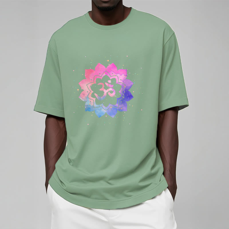 Buddha Stones Om Kolorowy Lotos Bawełniana Koszulka T-shirt - image 20