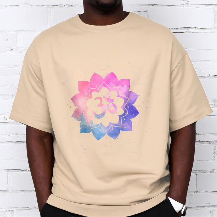 Buddha Stones Om Kolorowy Lotos Bawełniana Koszulka T-shirt - image 15