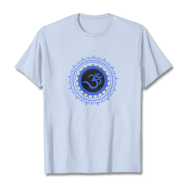 Koszulka z nadrukiem Buddha Stones Om Mandala Wzór Bawełna T-shirt - Jasnoniebieski - 2XL - image 10