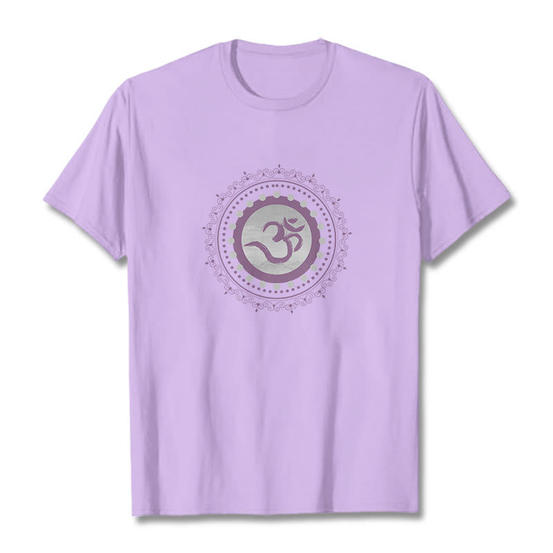Koszulka z nadrukiem Buddha Stones Om Mandala Wzór Bawełna T-shirt - Śliwka - 2XL - image 8