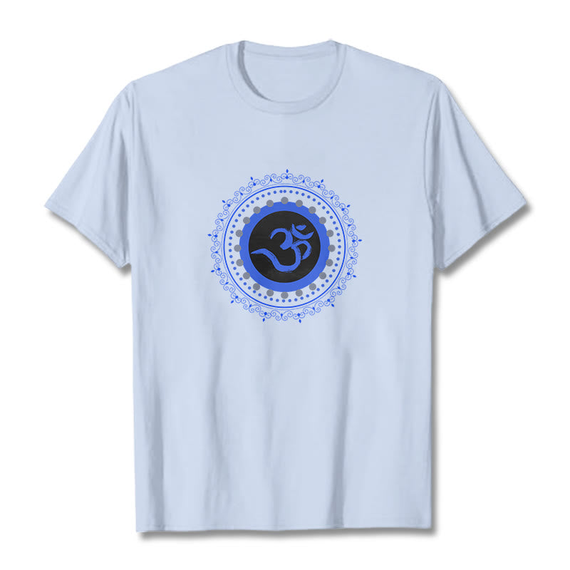 Koszulka z nadrukiem Buddha Stones Om Mandala Wzór Bawełna T-shirt - Jasnoniebieski - 2XL - image 11