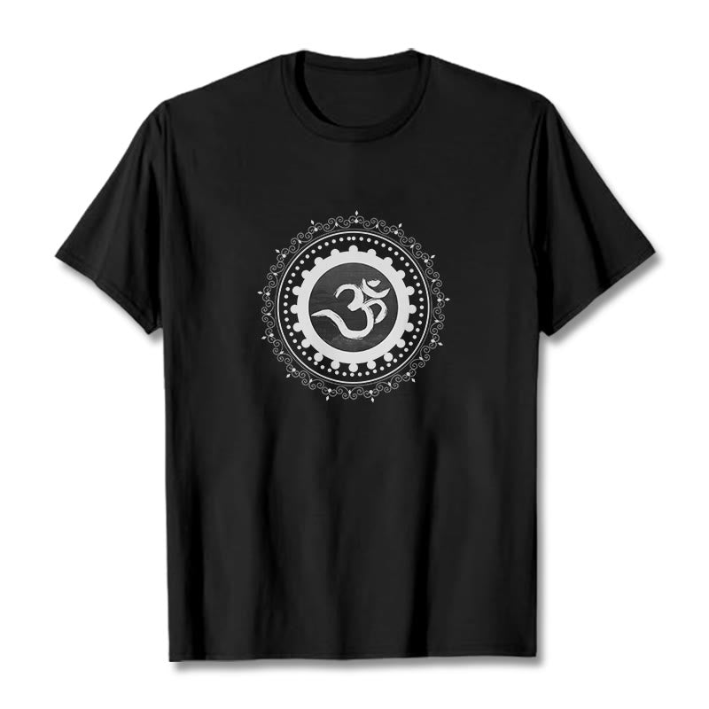 Koszulka z nadrukiem Buddha Stones Om Mandala Wzór Bawełna T-shirt - Czarny - 2XL - image 4