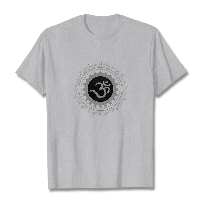 Koszulka z nadrukiem Buddha Stones Om Mandala Wzór Bawełna T-shirt - Jasnoszary - 2XL - image 15