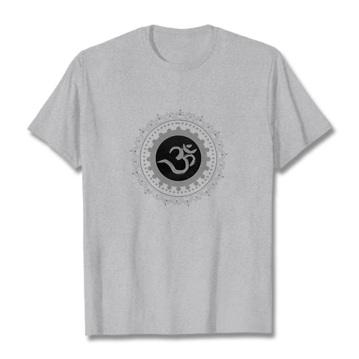 Koszulka z nadrukiem Buddha Stones Om Mandala Wzór Bawełna T-shirt - Jasnoszary - 2XL - image 15