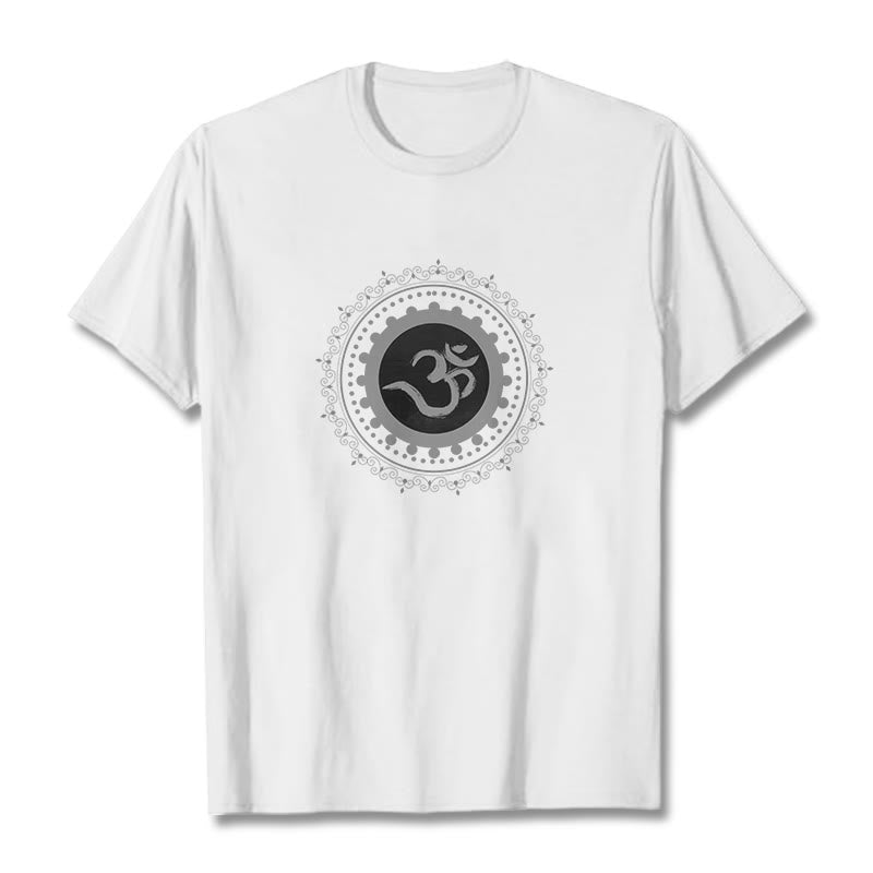 Koszulka z nadrukiem Buddha Stones Om Mandala Wzór Bawełna T-shirt - Biały - 2XL - image 1