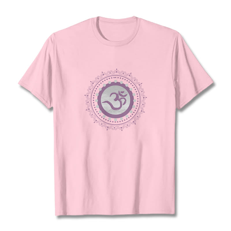 Koszulka z nadrukiem Buddha Stones Om Mandala Wzór Bawełna T-shirt - Jasnoróżowy - 2XL - image 11