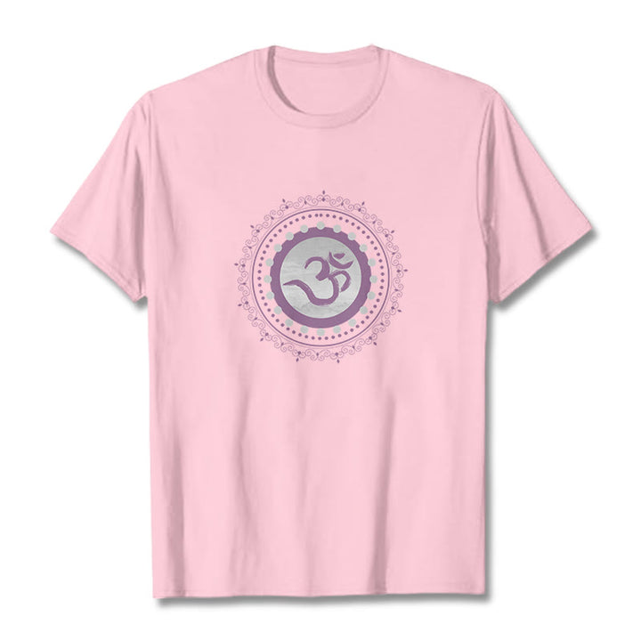 Koszulka z nadrukiem Buddha Stones Om Mandala Wzór Bawełna T-shirt - Jasnoróżowy - 2XL - image 11