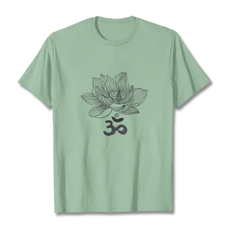 Koszulka z bawełny Buddha Stones Om Lotus Sketch - PaleGreen - 2XL - image 18