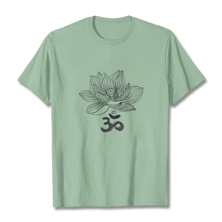 Koszulka z bawełny Buddha Stones Om Lotus Sketch - PaleGreen - 2XL - image 18