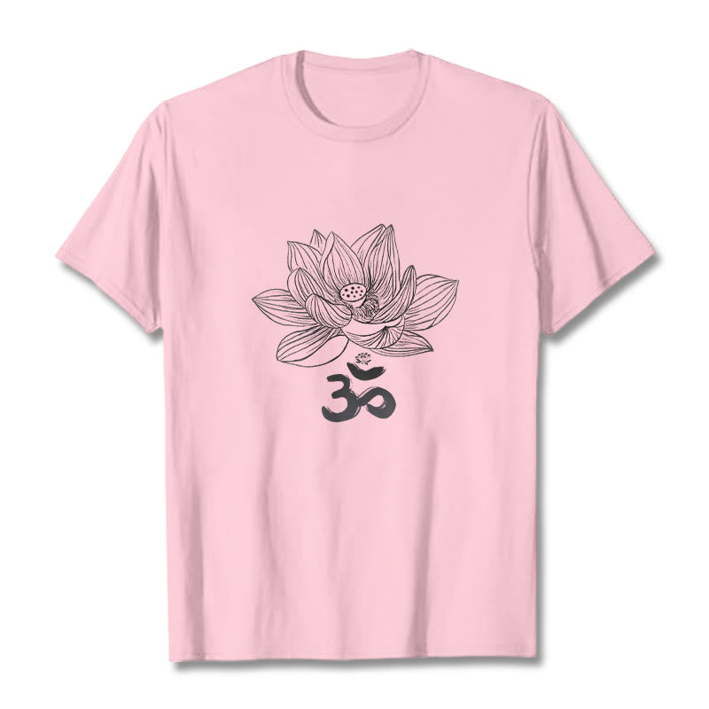 Koszulka z bawełny Buddha Stones Om Lotus Sketch - Jasnoróżowy - 2XL - image 14