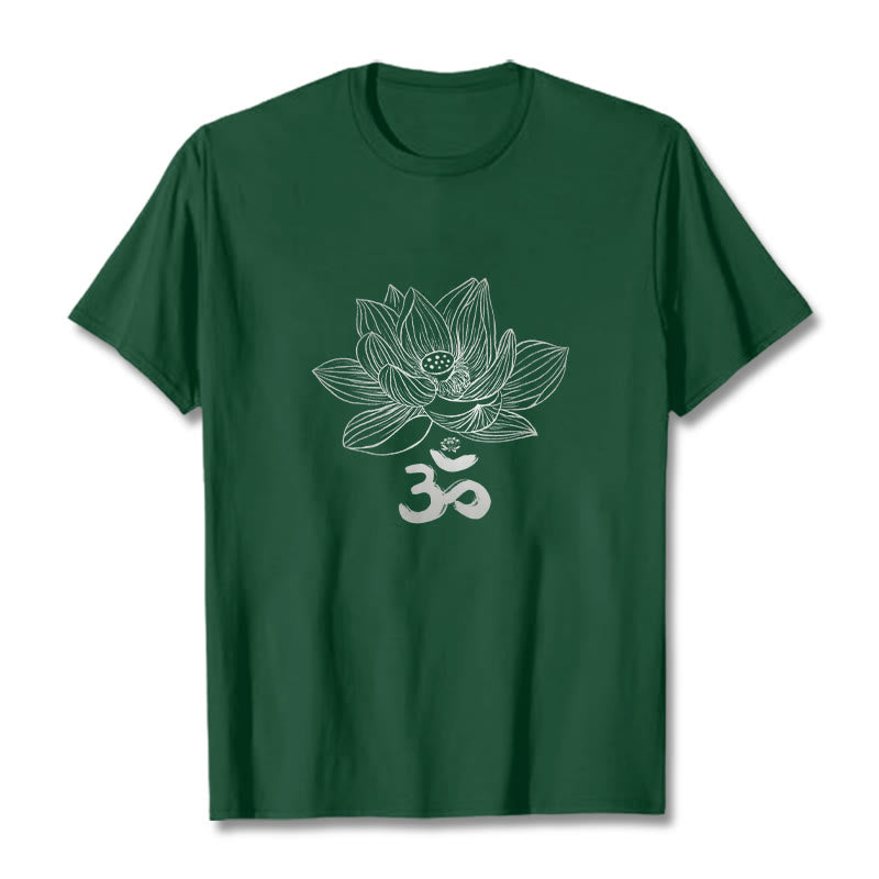 Koszulka z bawełny Buddha Stones Om Lotus Sketch - ForestGreen - 2XL - image 5