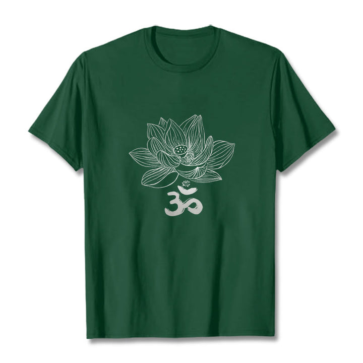 Koszulka z bawełny Buddha Stones Om Lotus Sketch - ForestGreen - 2XL - image 5