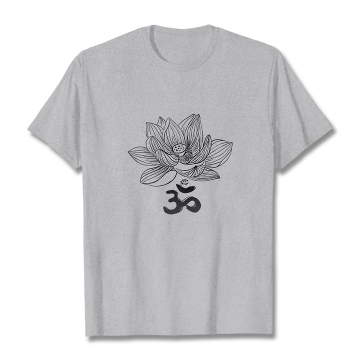 Koszulka z bawełny Buddha Stones Om Lotus Sketch - Jasnoszary - 2XL - image 10