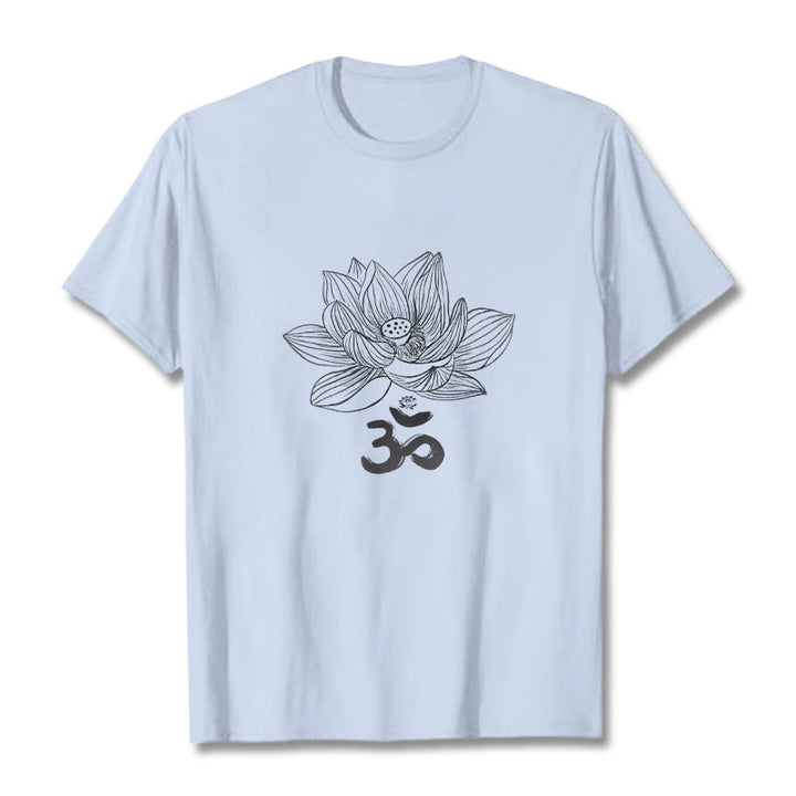 Koszulka z bawełny Buddha Stones Om Lotus Sketch - Jasnoniebieski - 2XL - image 13
