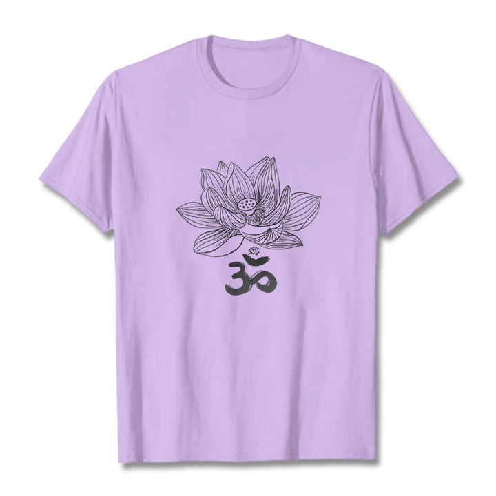 Koszulka z bawełny Buddha Stones Om Lotus Sketch - Śliwka - 2XL - image 17