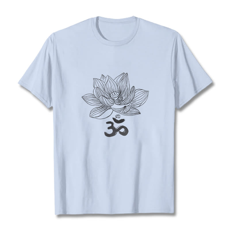 Koszulka z bawełny Buddha Stones Om Lotus Sketch - Jasnoniebieski - 2XL - image 14