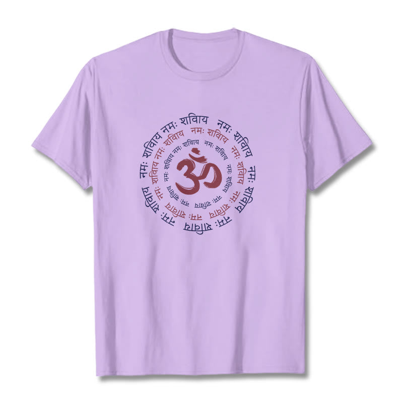 Buddha Stones OM Mantra Charakter Sanskryt Bawełniana Koszulka T-shirt - Śliwka - 2XL - image 7