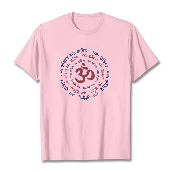 Buddha Stones OM Mantra Charakter Sanskryt Bawełniana Koszulka T-shirt - Jasnoróżowy - 2XL - image 9