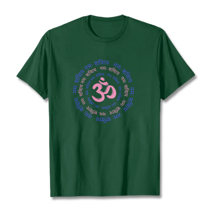 Buddha Stones OM Mantra Charakter Sanskryt Bawełniana Koszulka T-shirt - ForestGreen - 2XL - image 18