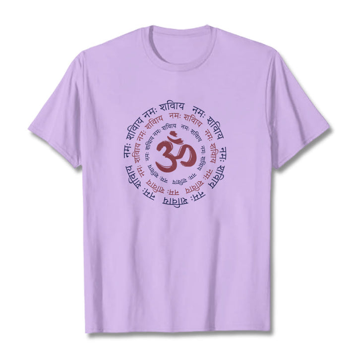 Buddha Stones OM Mantra Charakter Sanskryt Bawełniana Koszulka T-shirt - Śliwka - 2XL - image 8